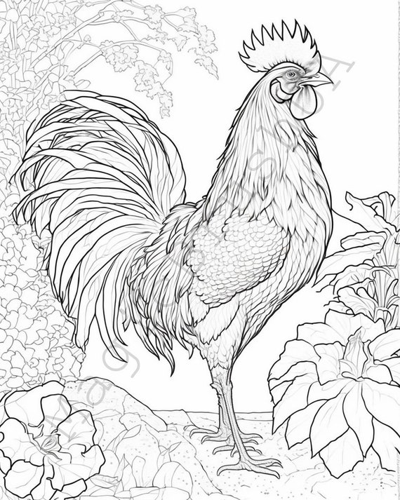 Chickens coloring page portraits set page svg mercial use page art digital download svg stickers chickens art