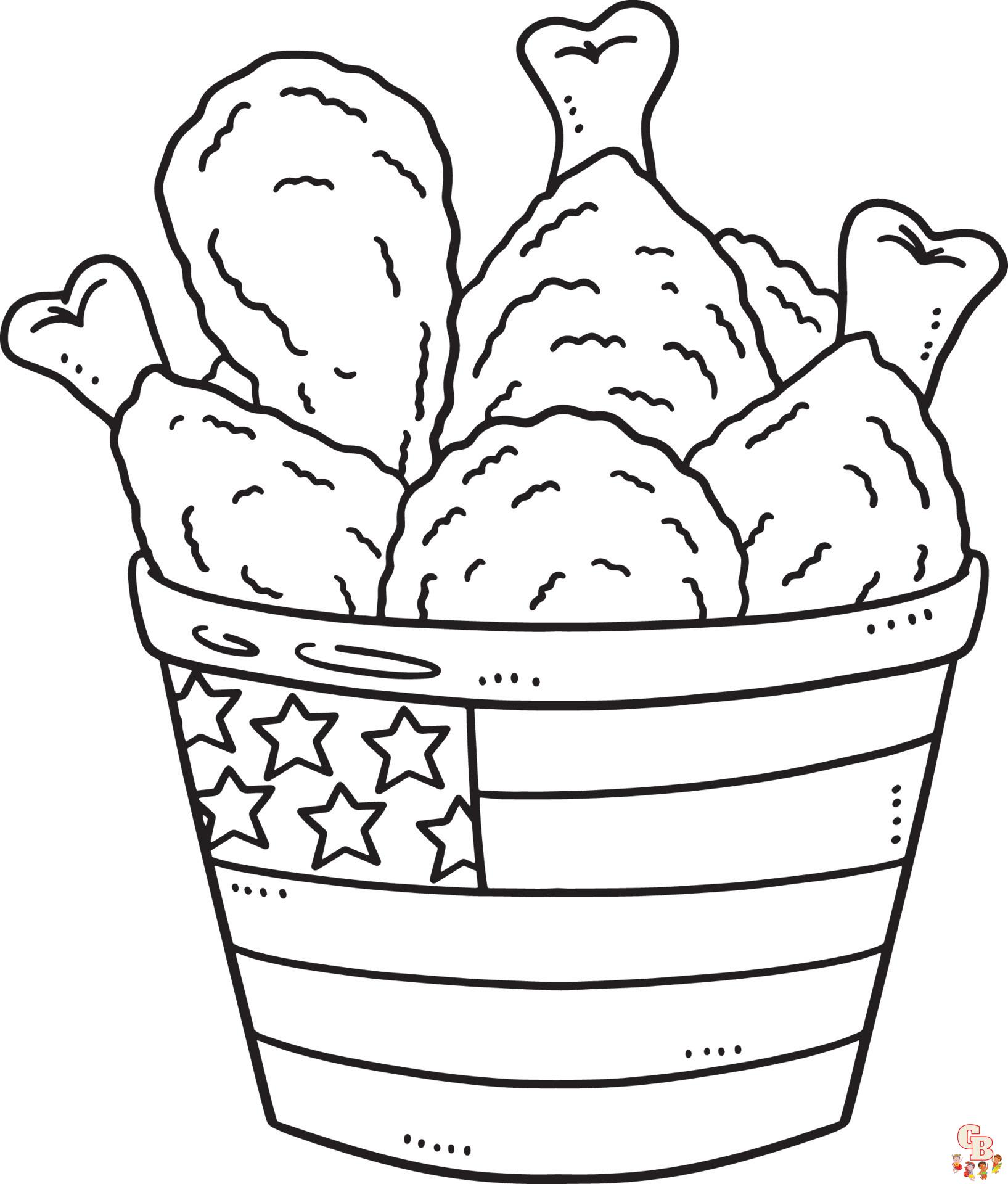 Enjoy fried chicken coloring pages printable for free