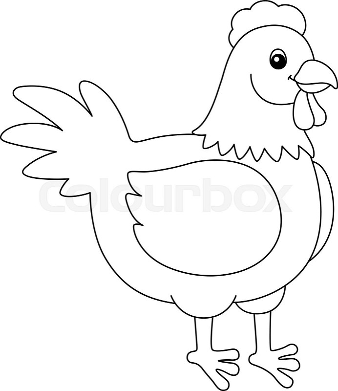 Chicken coloring page isolated for kids stock vector