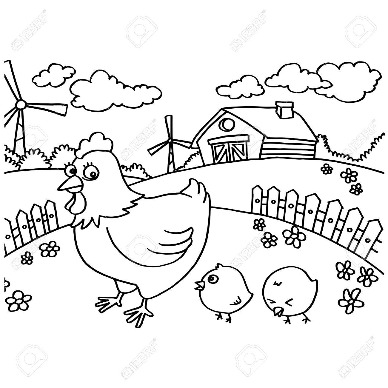 Chicken coloring pages vector royalty free svg cliparts vectors and stock illustration image