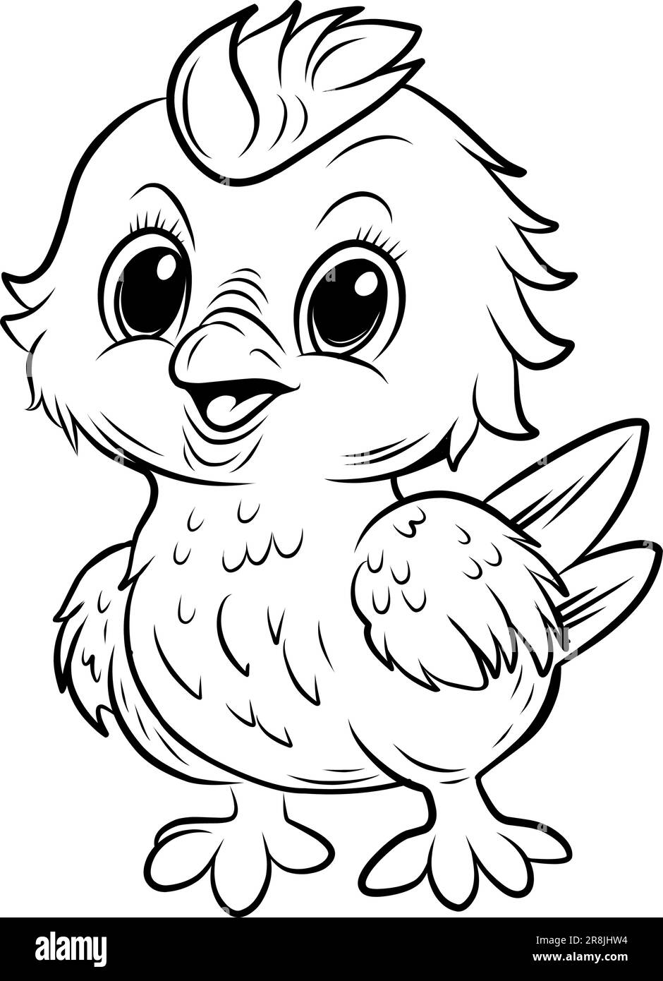 Chicken coloring page chick cute funny character linear illustration for children coloring stock vector image art