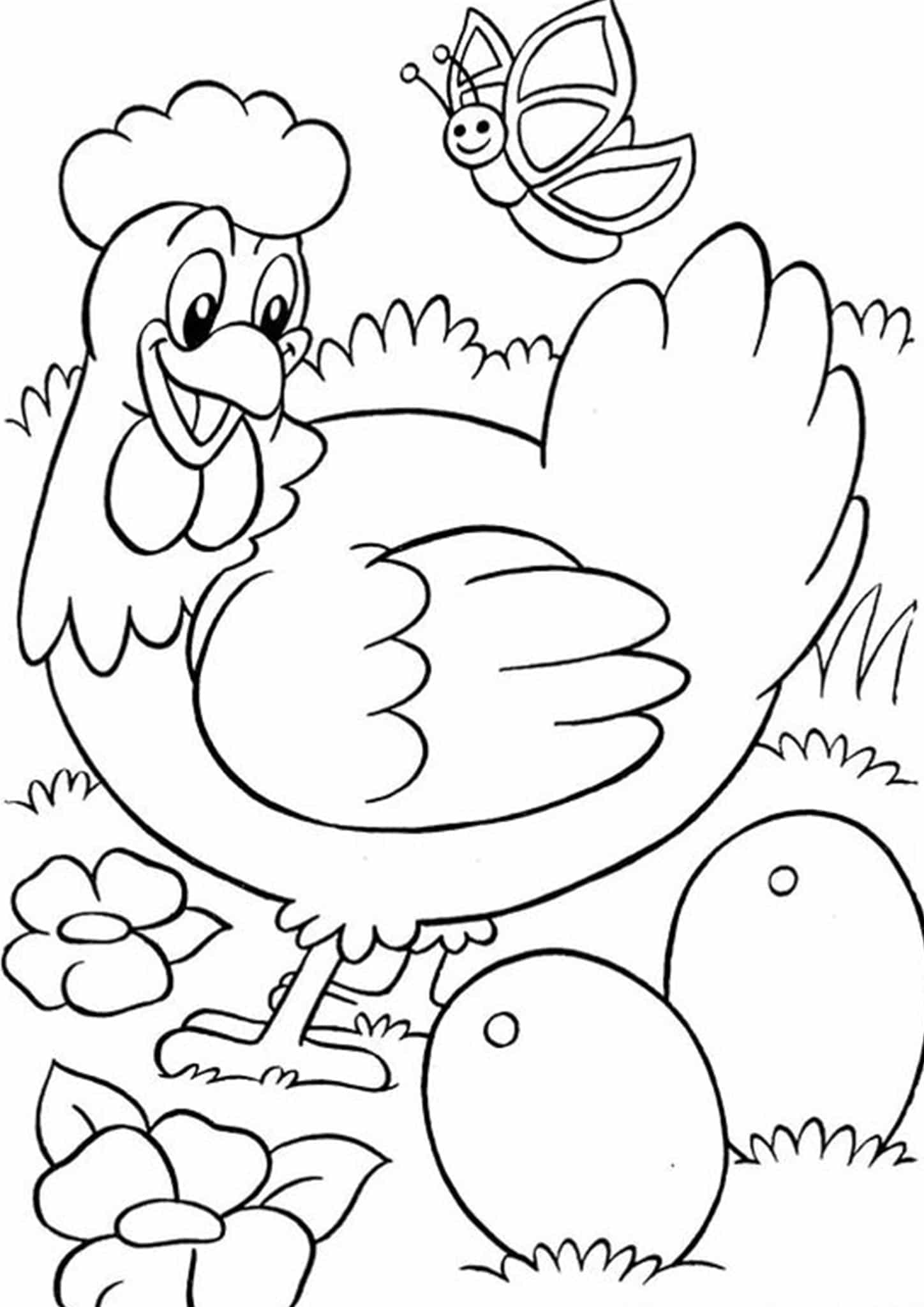 Free easy to print chicken coloring pages