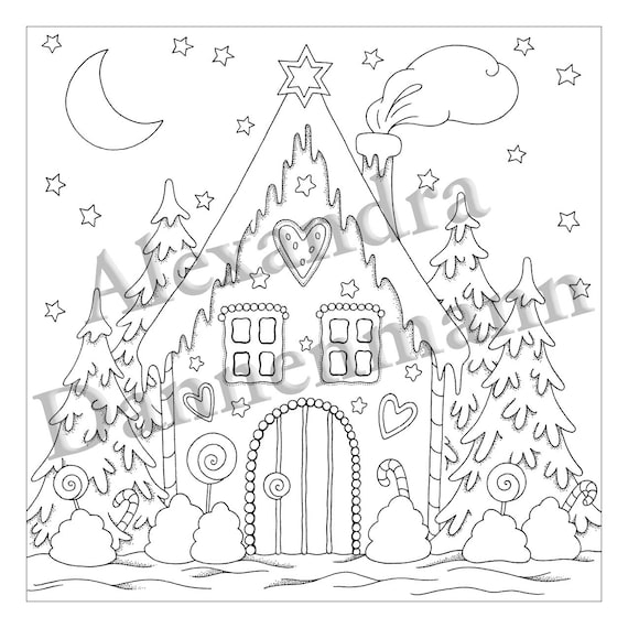 Printable digital coloring page for grownups merry christmas volume hand drawn adult coloring page download alexandra dannenmann