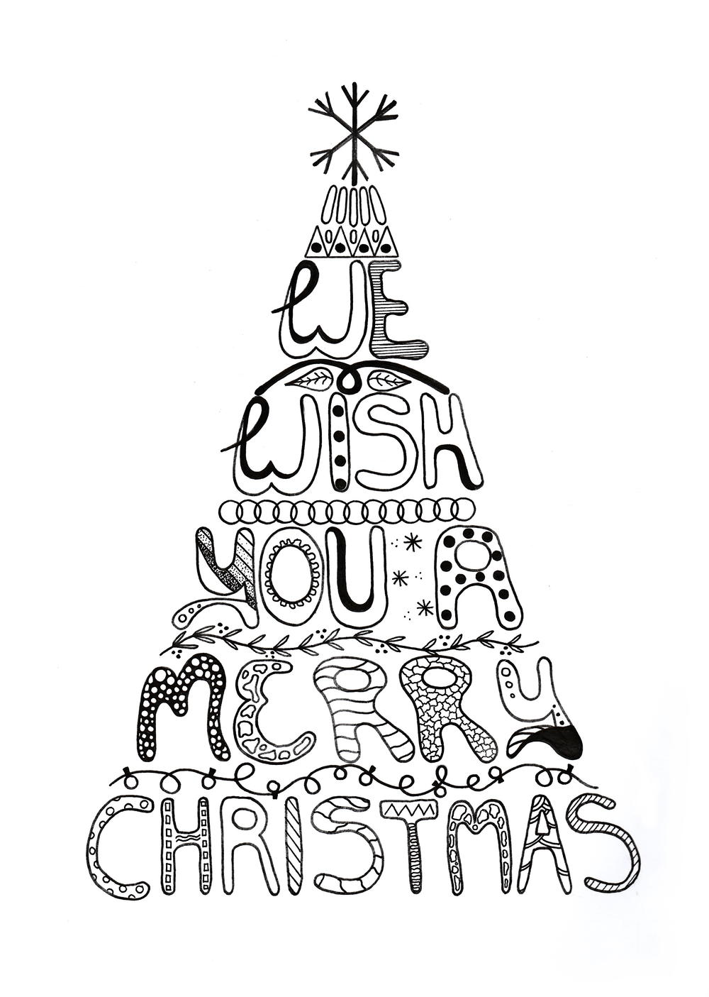 Merry christmas adult coloring page