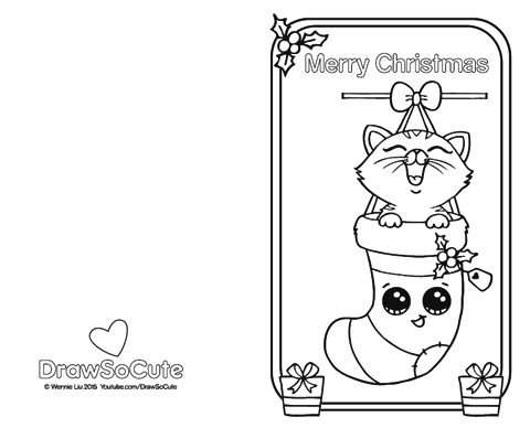 Christmas kitten christmas card â draw so cute