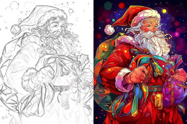 Cheerful christmas coloring pages for kids and adults