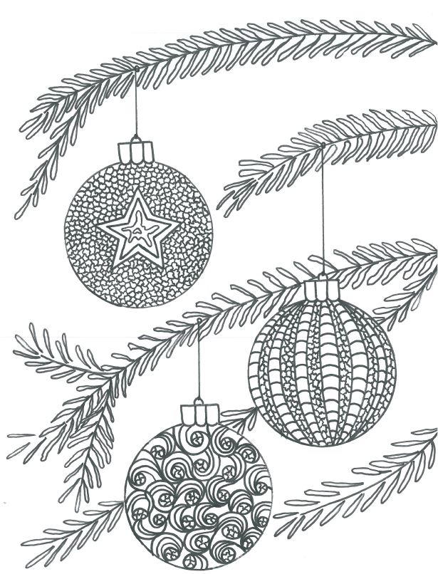 Christmas baubles adult coloring page