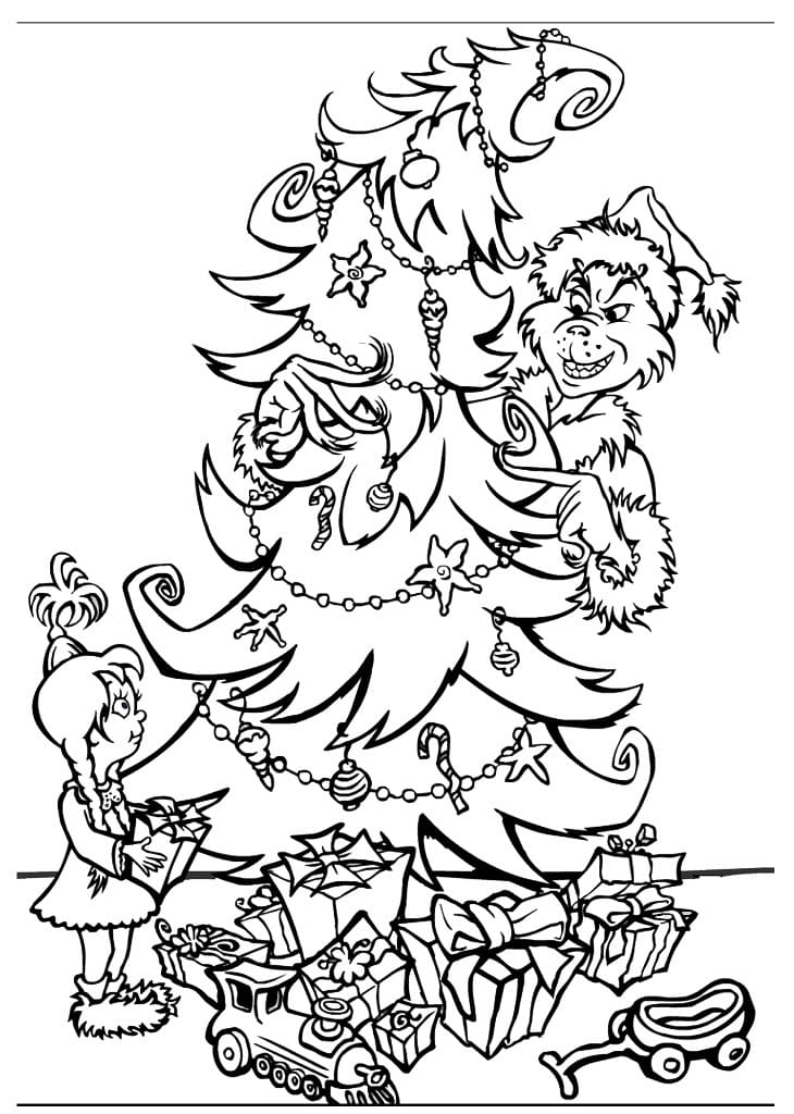 Cindy and grinch coloring page