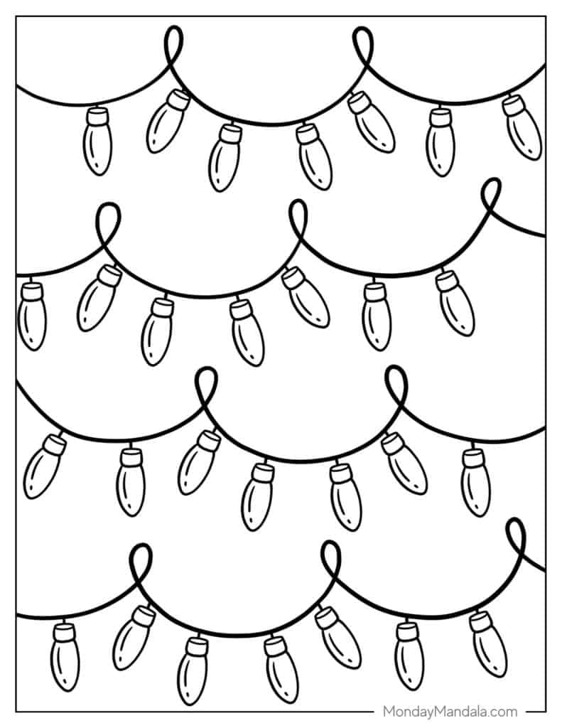 Christmas lights coloring pages free pdf printables