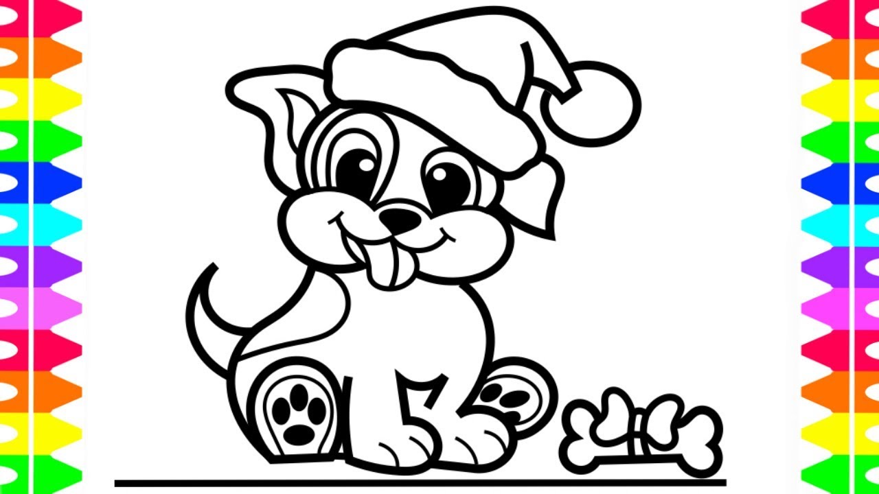How to draw a puppy step by step christmas puppy coloring page original art coloring for kids