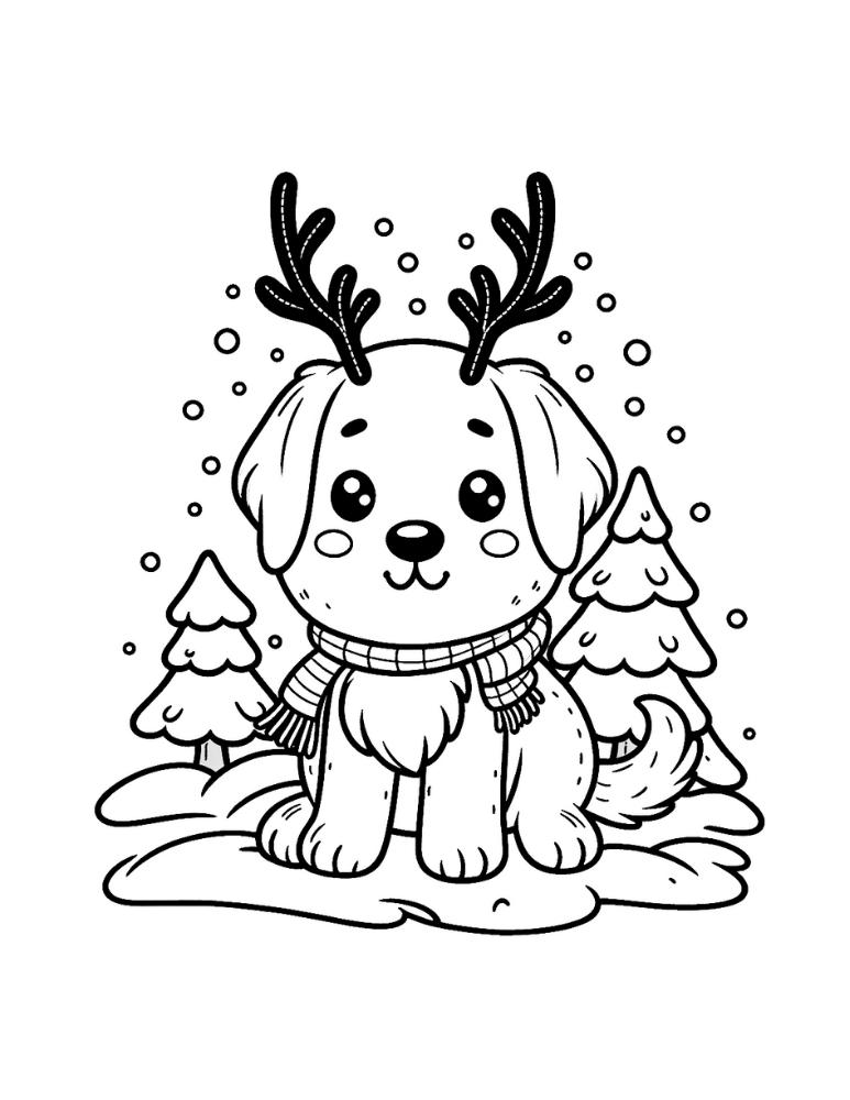 Free christmas dog coloring pages for kids
