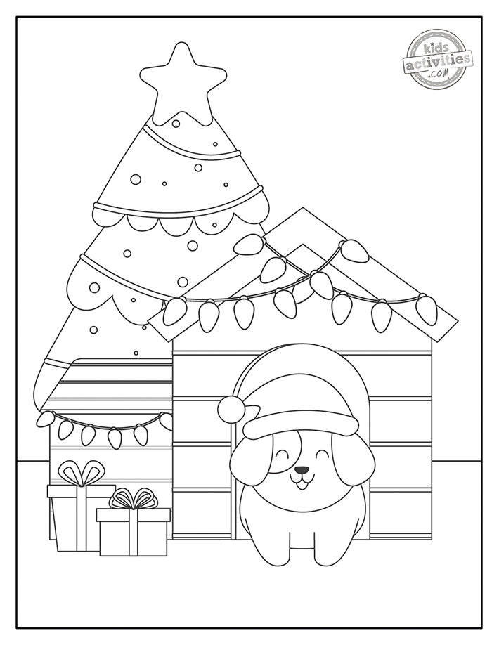 Free printable puppy christmas coloring pages kids activities blog