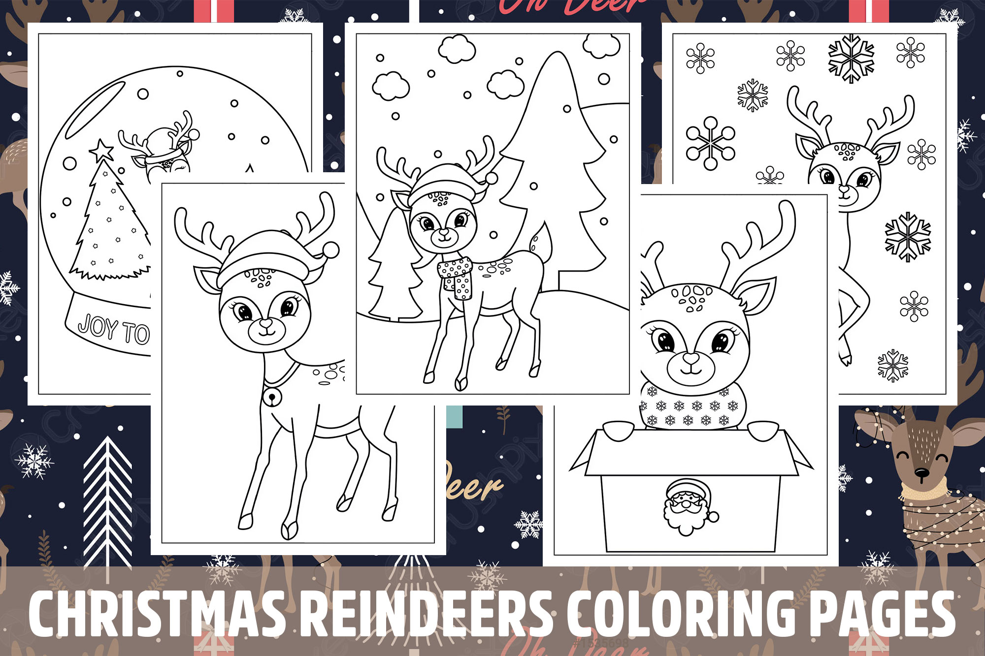 Christmas reindeers coloring pages for kids girls boys teens birthday school activity made by teachers