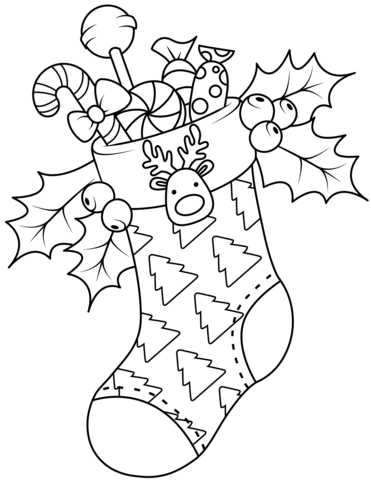 Christmas stocking coloring page free printable coloring pages