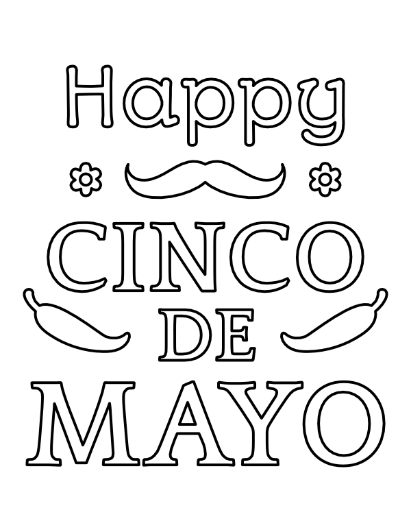 Printable happy cinco de mayo coloring page