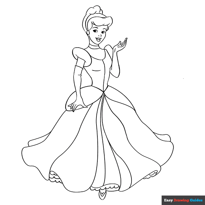 Cinderella coloring page easy drawing guides