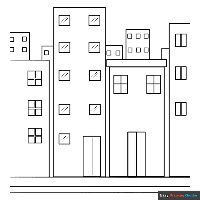 City coloring page easy drawing guides