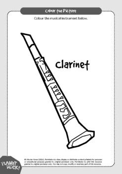 Clarinet coloring page by simply music tpt