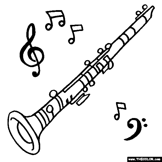 Clarinet coloring page color usical instruents