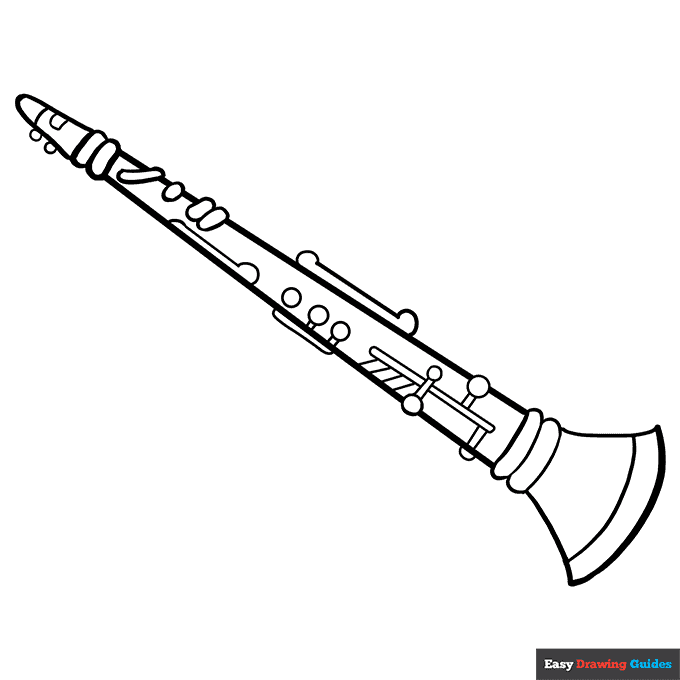 Clarinet coloring page easy drawing guides