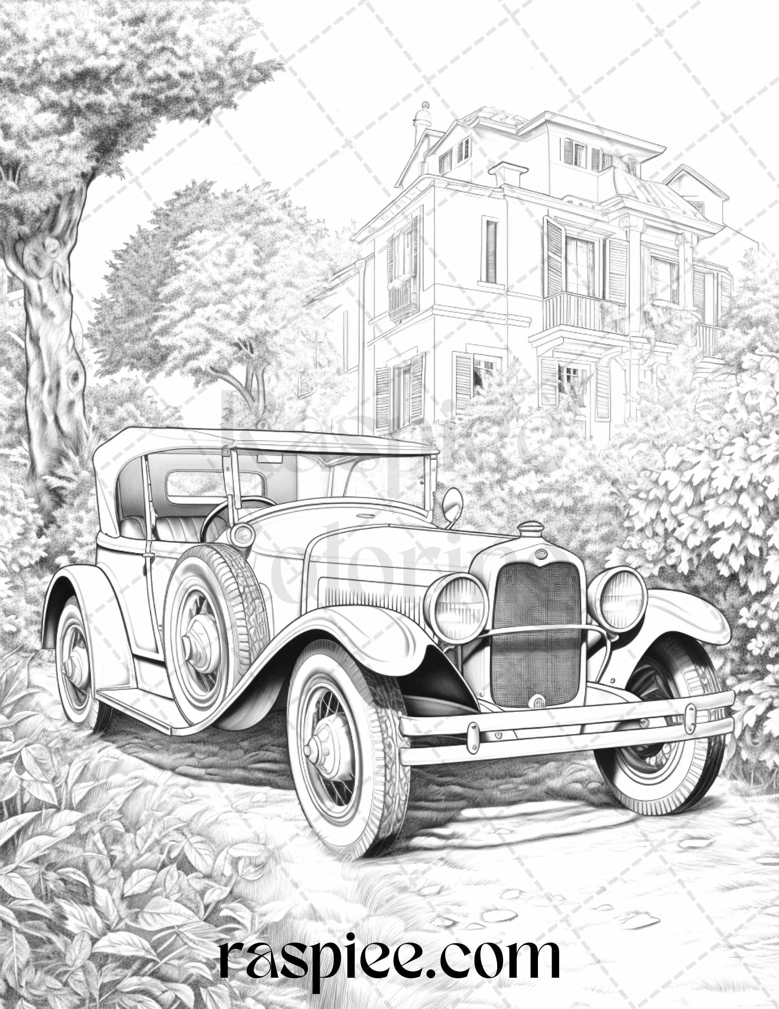 Vintage cars grayscale coloring pages printable for adults pdf fil â coloring