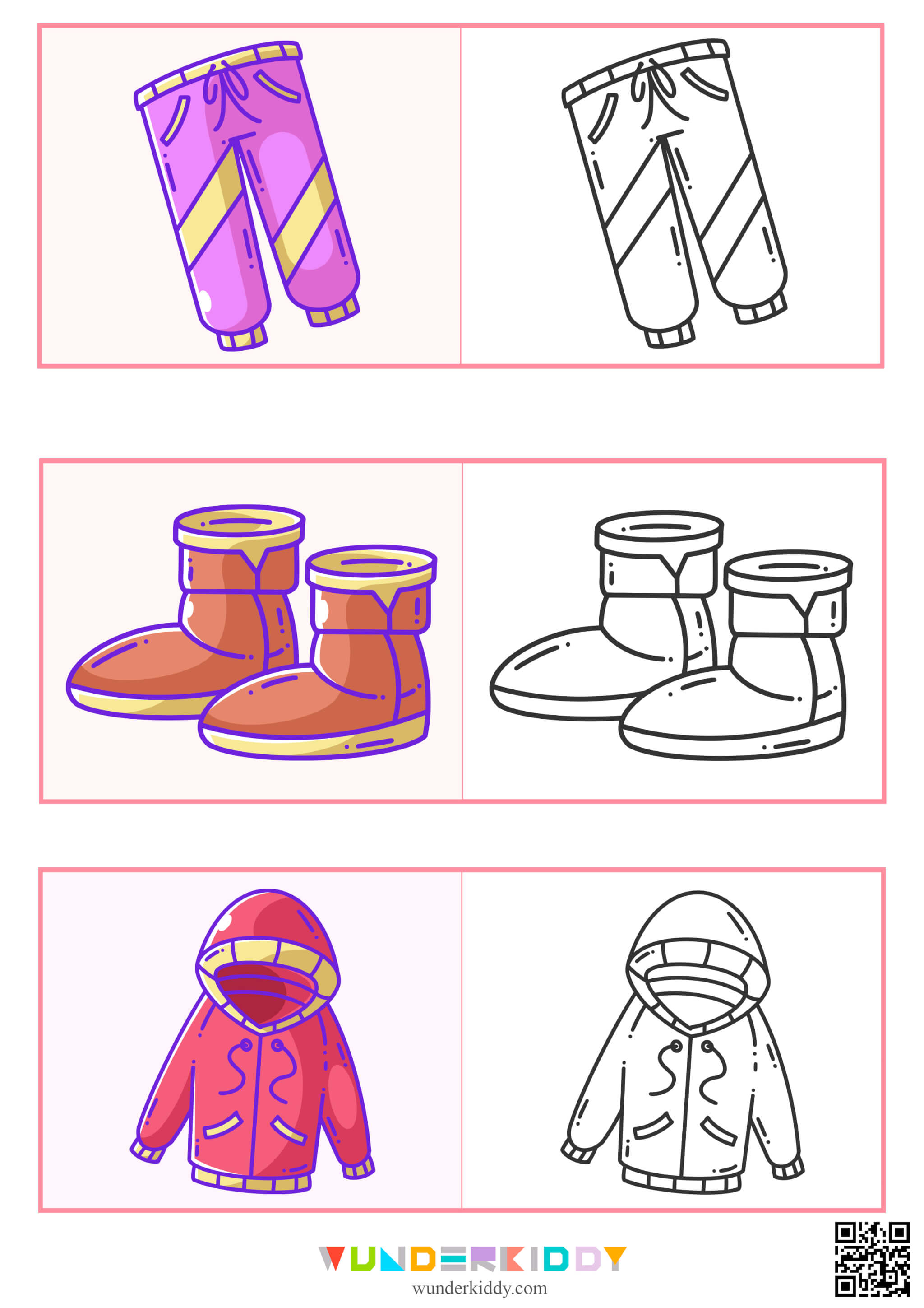 Winter clothes coloring pages printable pdf