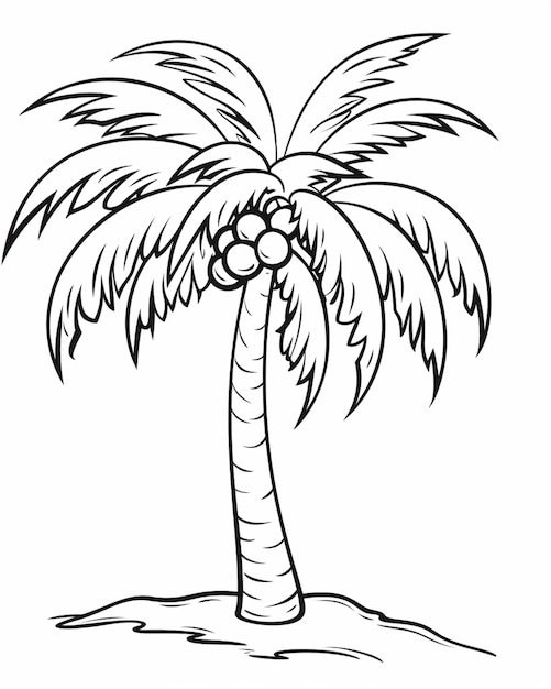 Premium ai image a palm tree with a coconut on it coloring page generative ai