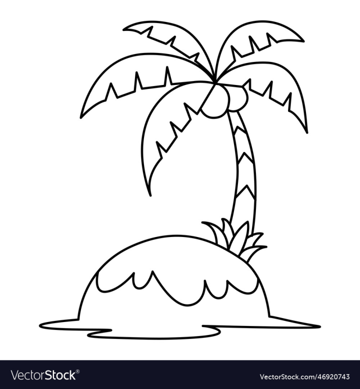 Free cute coconut tree cartoon coloring page