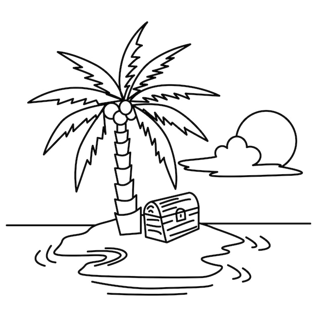 Premium vector cute coconut tree cartoon coloring page illustration vector for kids coloring book