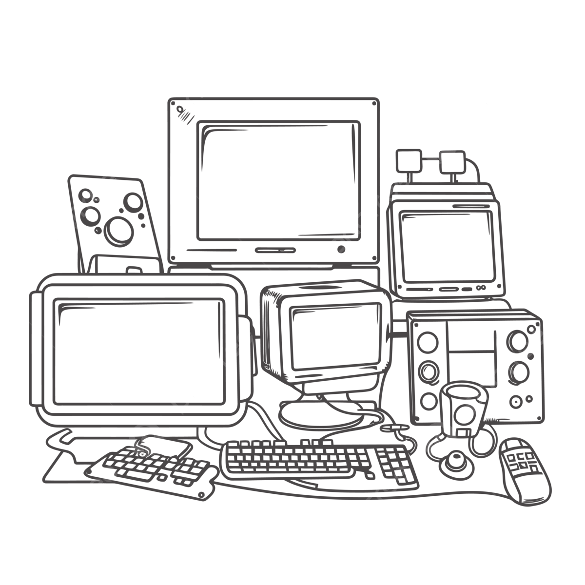 Puter equipment coloring pages luxury the art of drawing a drawing by hand outline sketch vector wing drawing ring drawing puter drawing png and vector with transparent background for free download