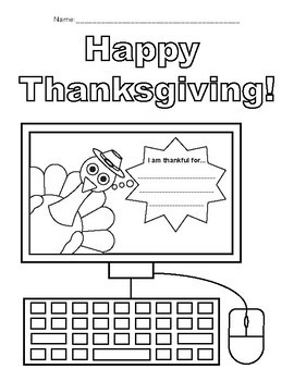 Thanksgiving puter coloring sheet by techielife tpt