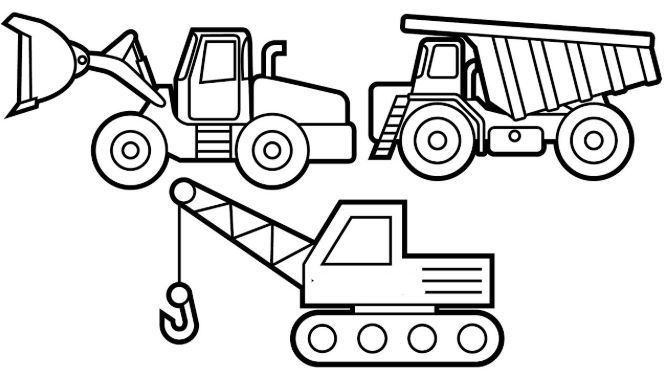 Excavator buldozer and dump truck coloring page coloring pages truck coloring pages printable coloring pages