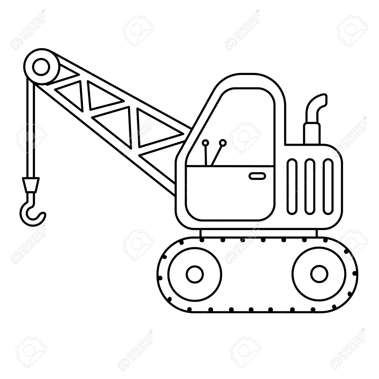 Crane coloring page construction vehicle coloring book for children cartoon truck vector illustration icon style with black outline logo design royalty free svg cliparts vectors and stock illustration image