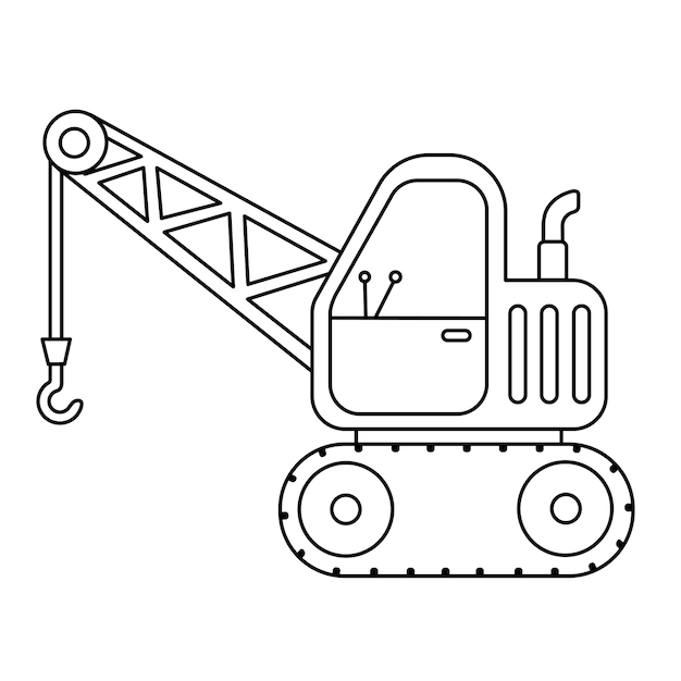 Premium vector crane coloring page construction vehicle coloring book for children cartoon truck illustration