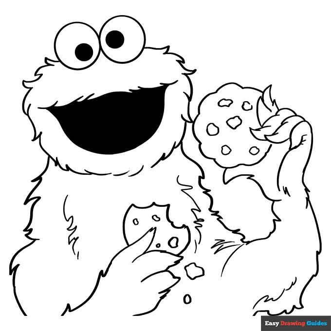 Cookie monster from sesame street coloring page easy drawing guides