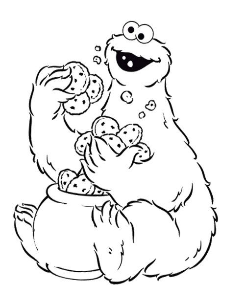 Coloring pages cookie eated by cookie monster coloring pages