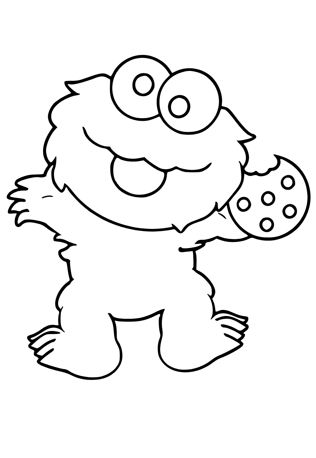 Free printable cookie monster easy coloring page for adults and kids