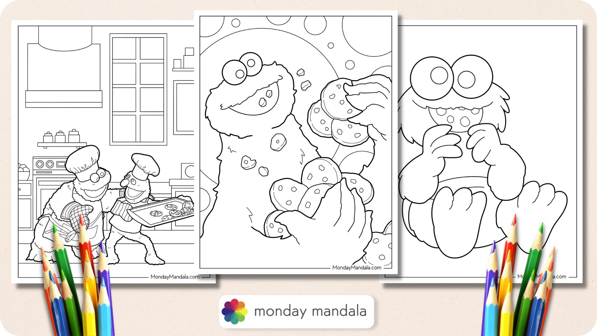Cookie monster coloring pages free pdf printables