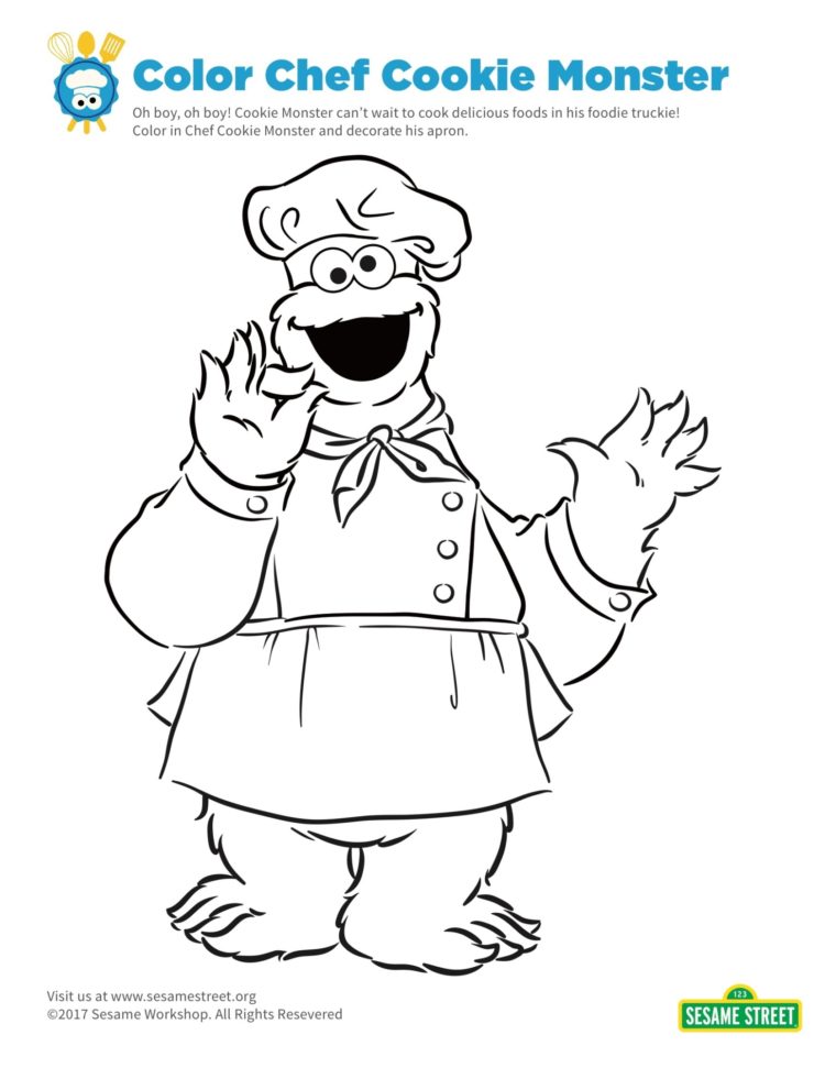 Chef cookie monster coloring page kidsâ kids for parents