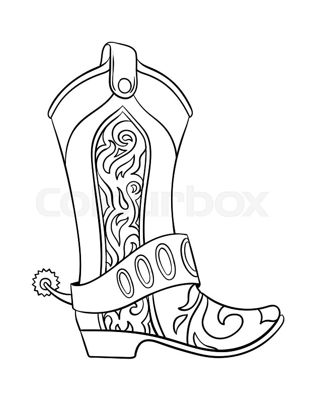 Cowboy boots isolated coloring page for kids stock vector