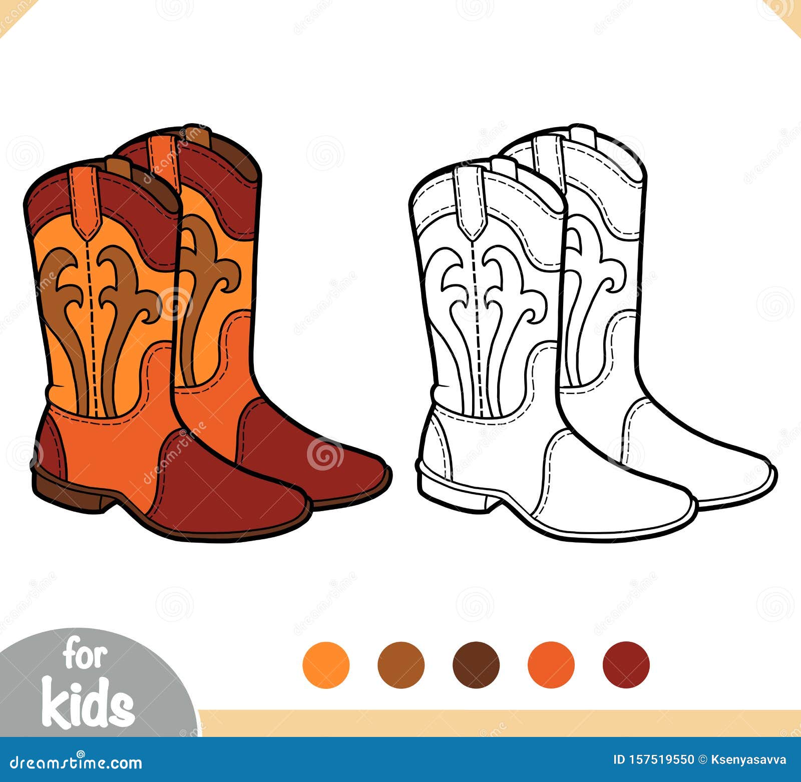 Coloring book cartoon shoe collection western boots stock vector