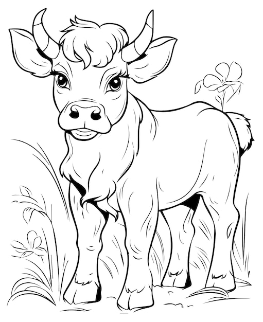 Premium vector cow coloring page for kids