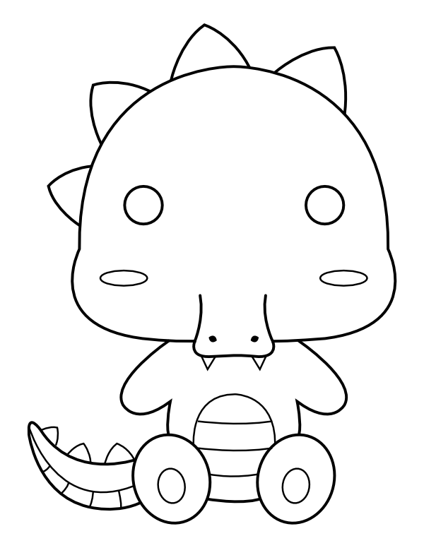 Printable kawaii crocodile coloring page