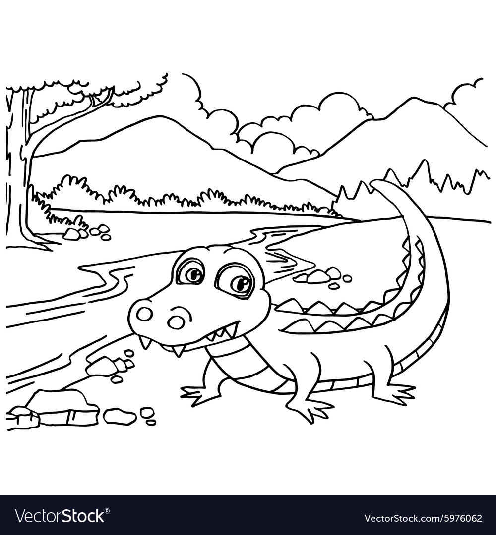 Crocodile coloring pages royalty free vector image