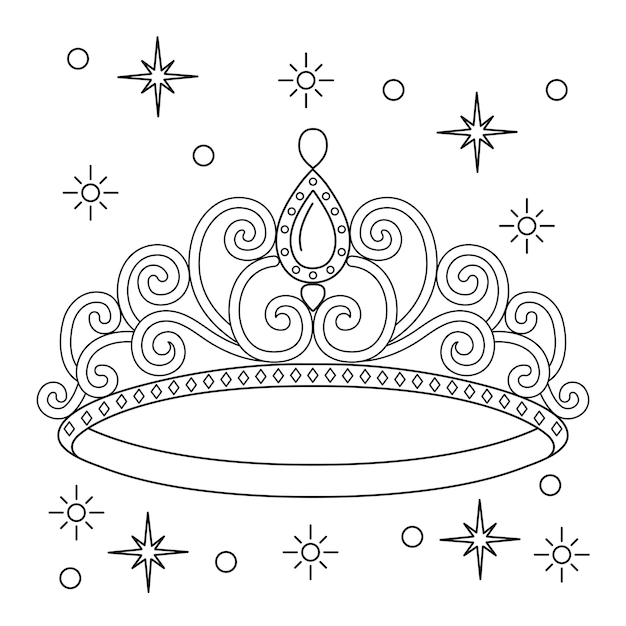 Premium vector princess crown coloring page for kids