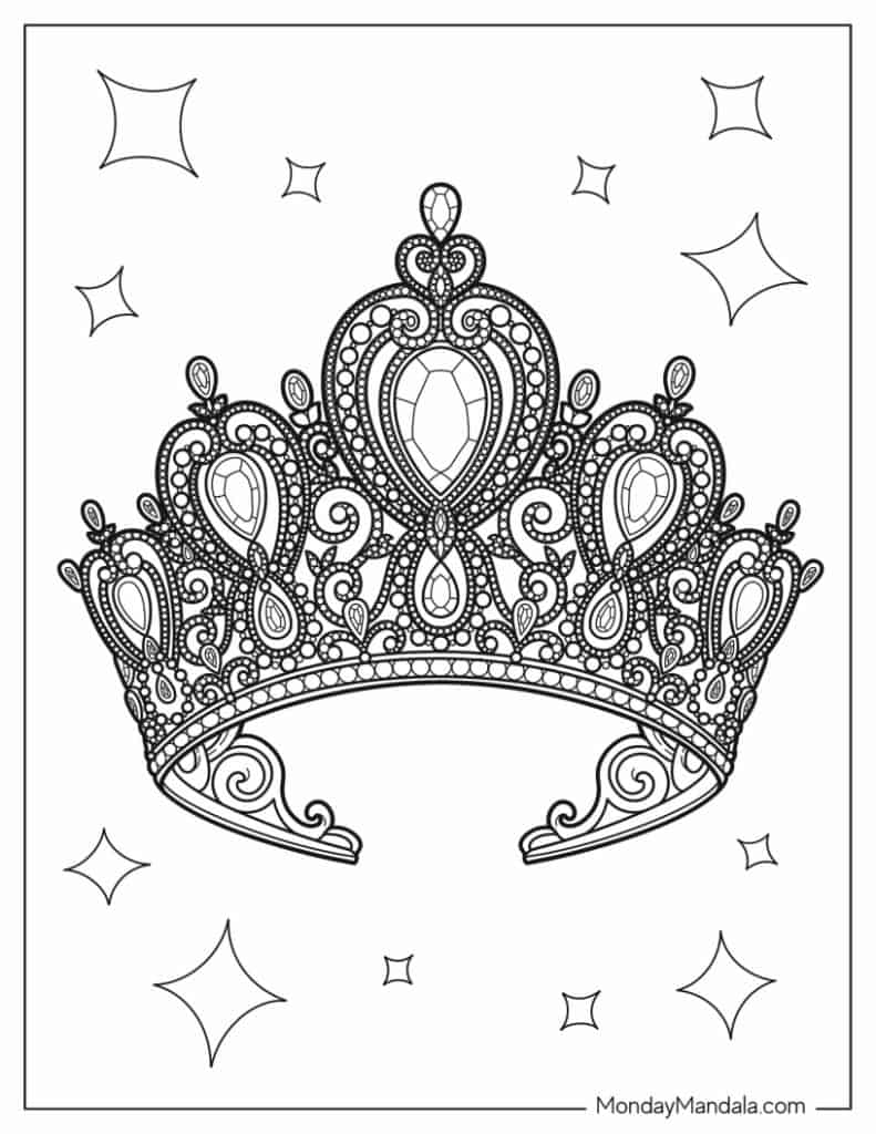 Crown coloring pages free pdf printables