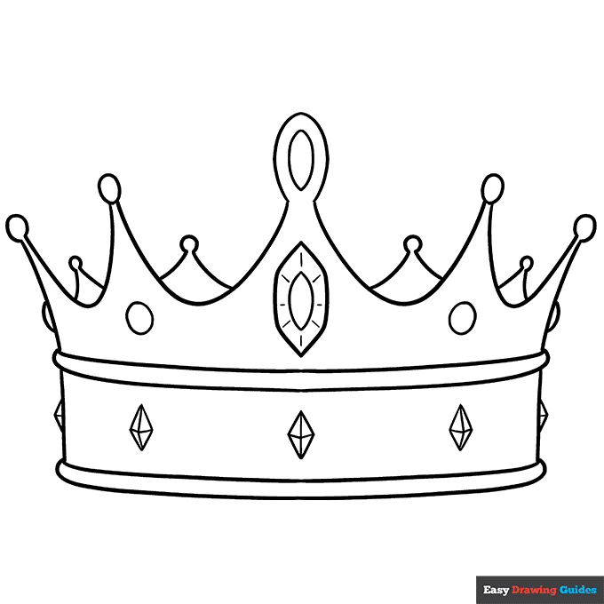Crown coloring page easy drawing guides