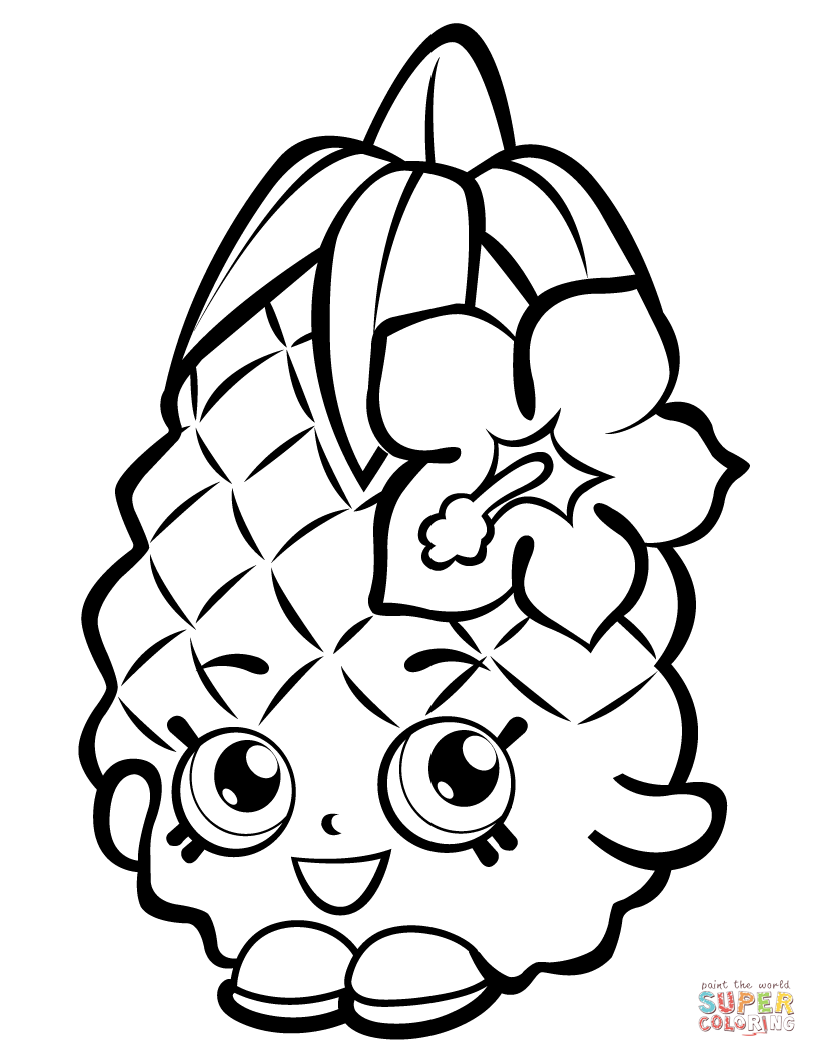 Pineapple crush shopkin coloring page free printable coloring pages