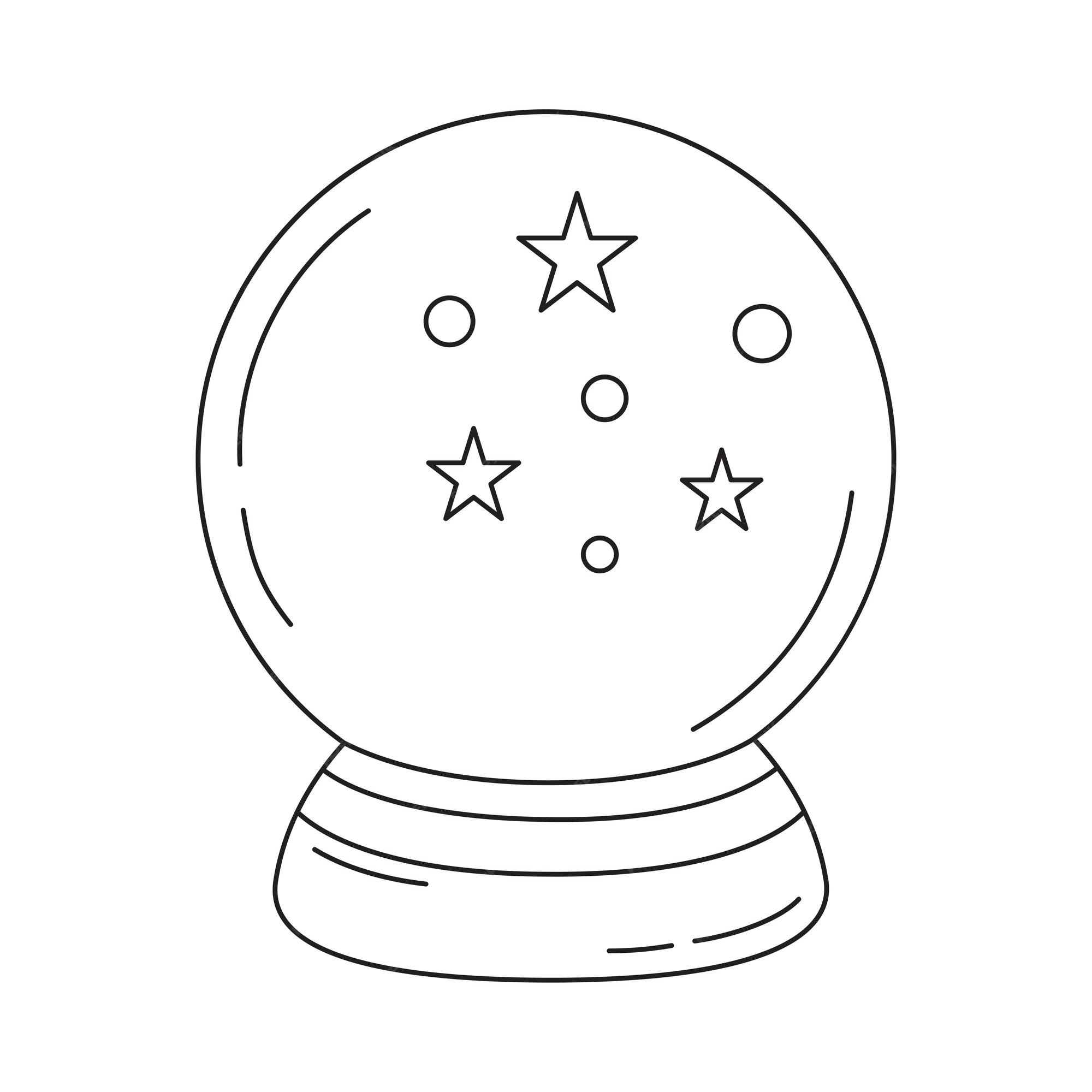 Premium vector hand drawn crystal ball kawaii coloring book