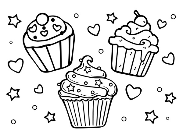 Thousand cupcake colouring pages royalty